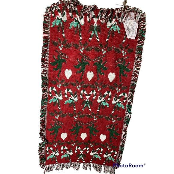 Hayim Company X-Mas Tapestry Throw 22" X 40" Christmas Carol Design Vintage - Picture 4 of 6